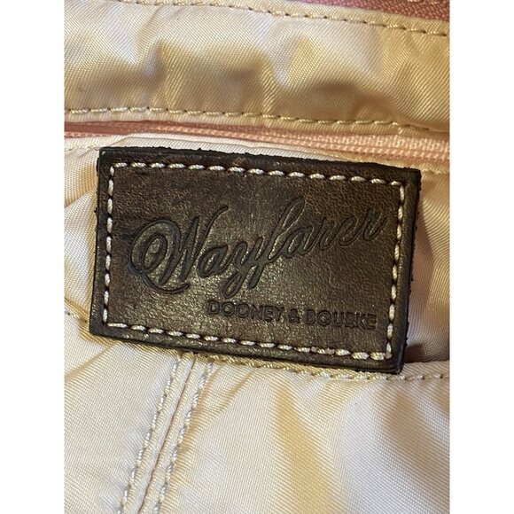 VTG Dooney & Bourke Wayfarer Baguette Shoulder Bag Ivory Nylon Brown Leather Y2K - Picture 11 of 14